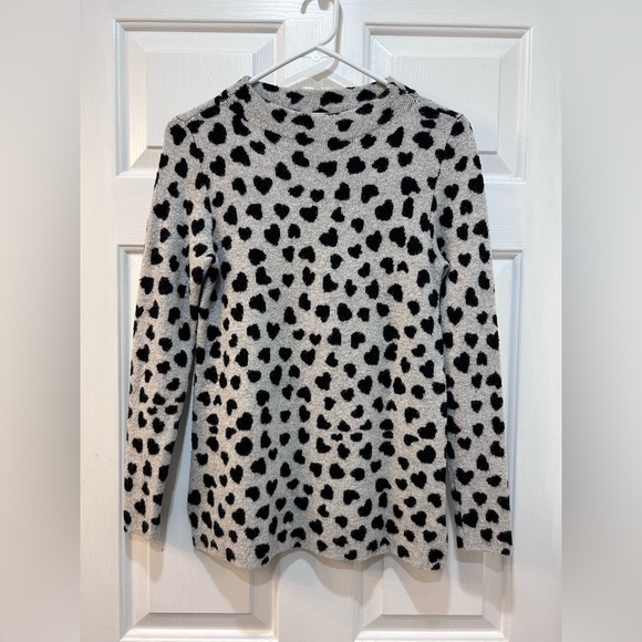 Loft Wool Blend Sweater Dalmatian Heart Pattern Long Sleeve Women's Size SP - Picture 1 of 7
